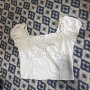 Garage White Puff Sleeve Crop Top